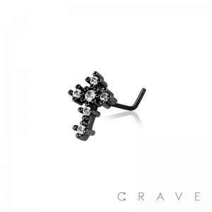 CROSS 316L SURGICAL STEEL L-SHAPE NOSE RING (HALLOWEEN)